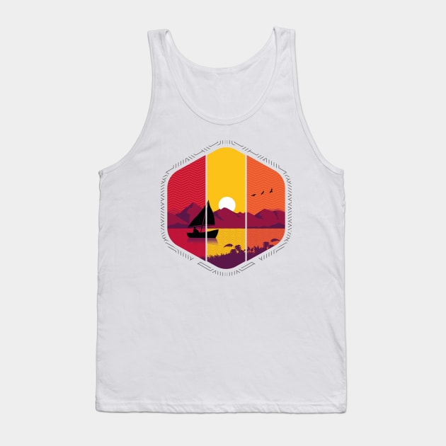 The sunset of adventure, t-shirt colored fire and freedom Tank Top by Voltcanas